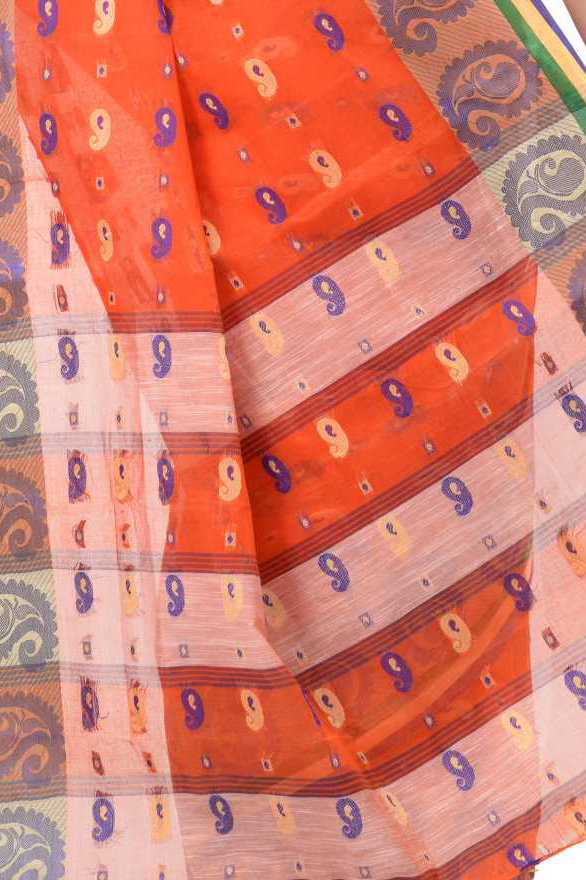 Orange Pure Cotton Kanak_Chur Tant Saree (451)